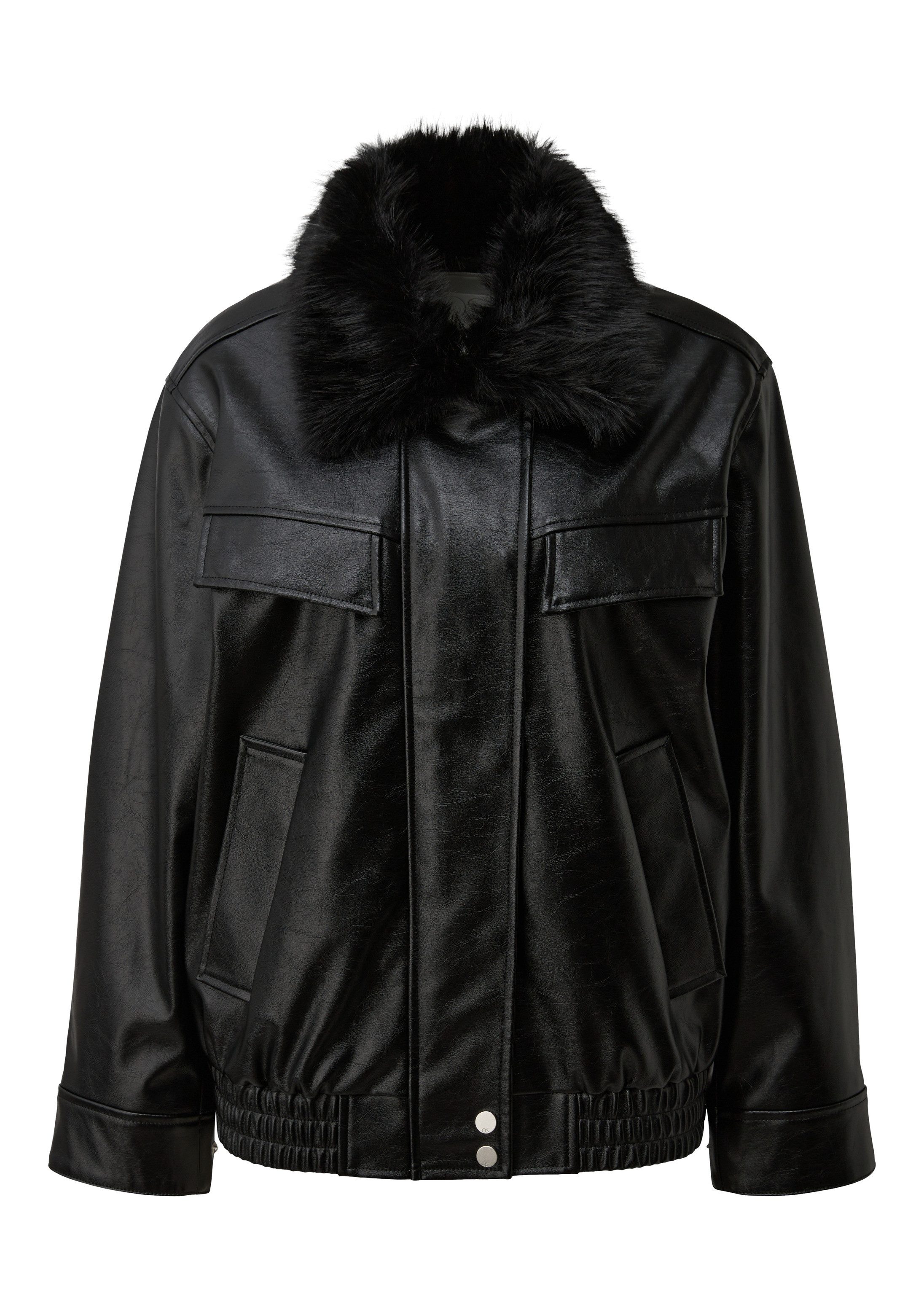 QS Funktionsjacke Outdoor-Jacke Jacke in Lederoptik mit abnehmbaren Fellkragen – Bild 2 von 5