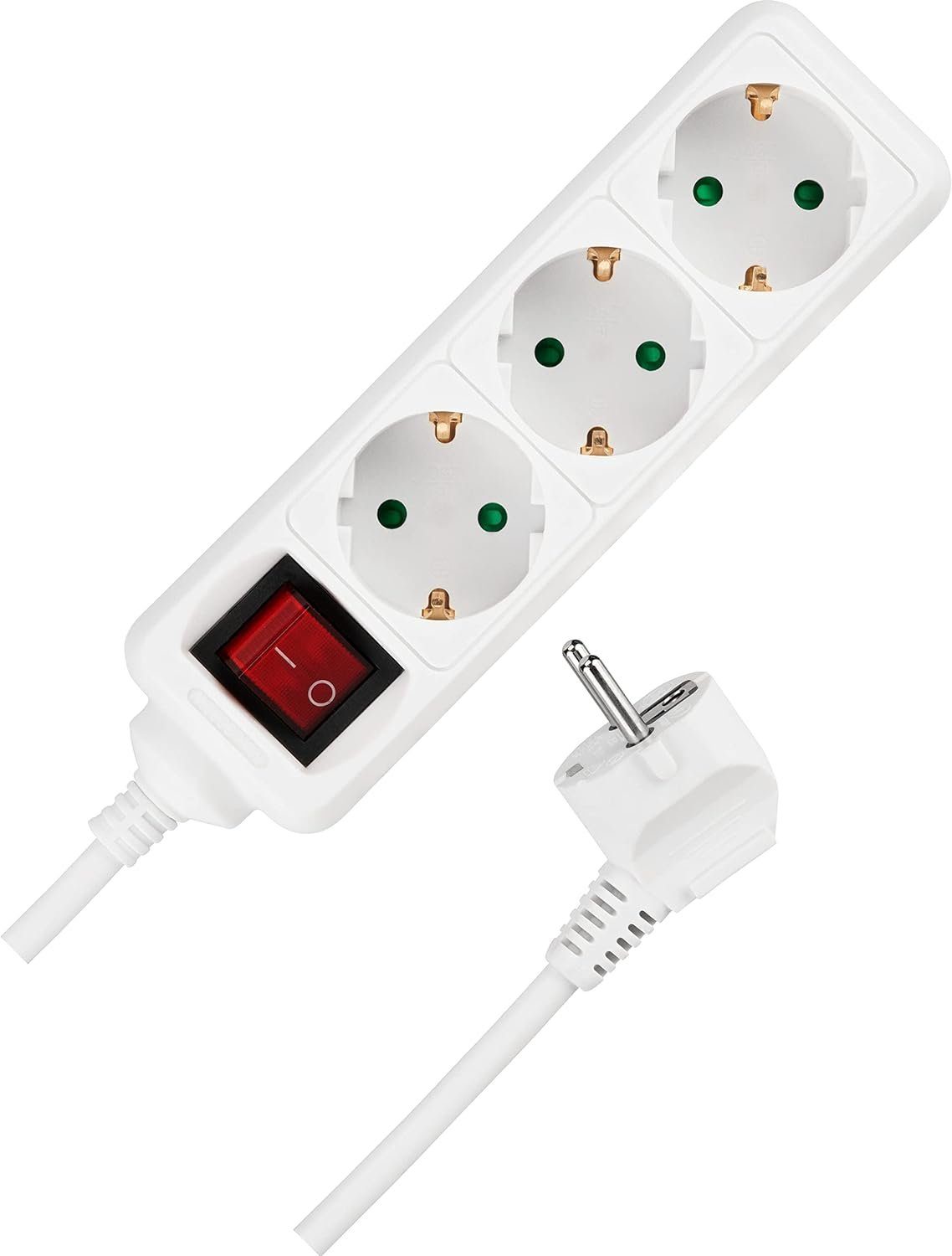 REV mit Schalter Steckdosenleiste 3-fach (Ein- / Ausschalter, mit erhöhtem Berührungsschutz, 3m, weiß), 3er Set