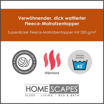 Topper Warmer, weicher Fleece-Matratzentopper 140 x 200 cm, Homescapes, 3 cm hoch