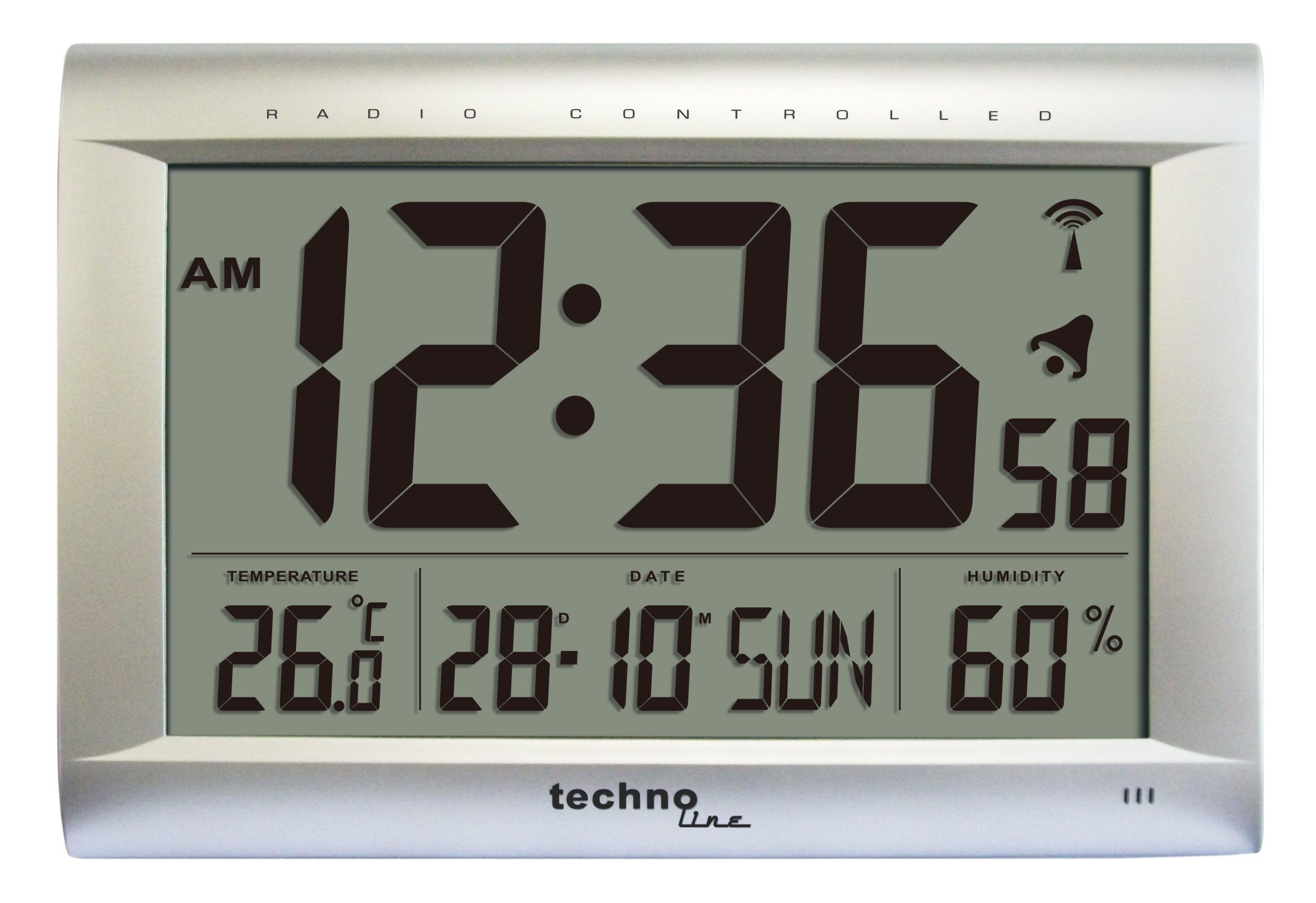 Anzeige) WS technoline (mit 8009 Jumbo-LCD Funkwanduhr