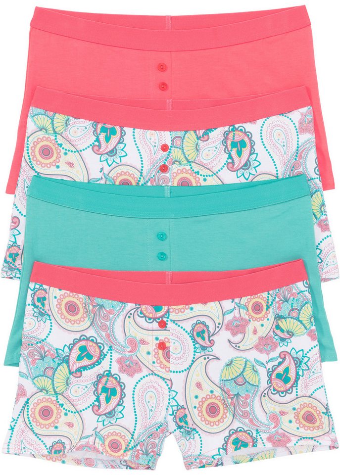 bonprix Boxer (Packung, 4-St) doppelt abgesteppt an den Beinenden, figurbetonende Passform