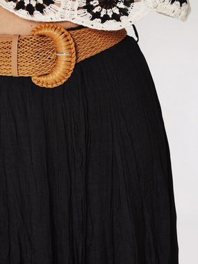 Apricot Midirock Crinkle Shimmer Belt Midi Skirt, mit Flechtgürtel, im Crinklelook