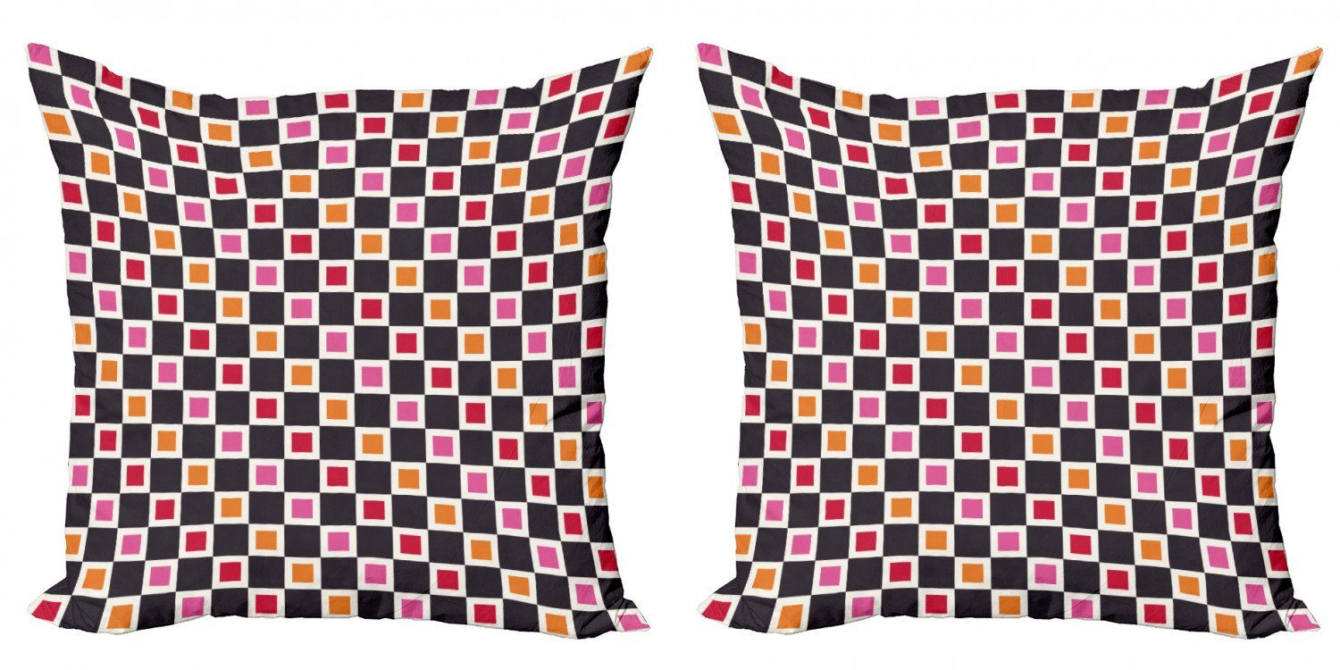 Kissenbezüge Modern Accent Doppelseitiger Digitaldruck, Abakuhaus (2 Stück), Geometrisch Grid Vivid Squares