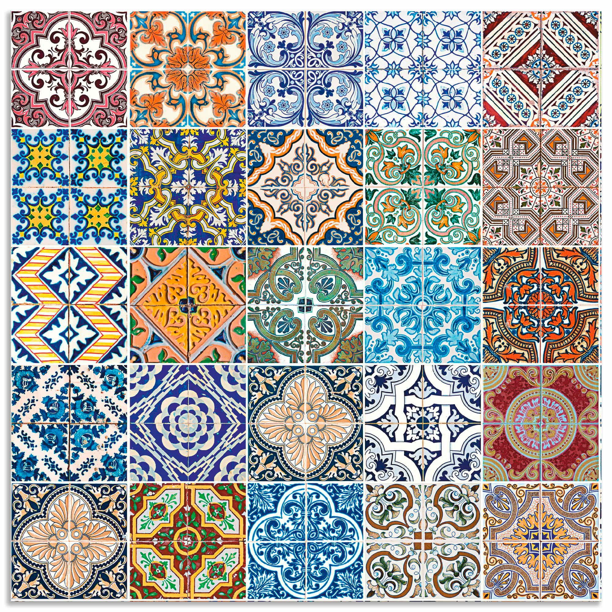 Artland Küchenrückwand "Gemusterte Keramikfliesen" Alu Spritzschutz mit Kle günstig online kaufen