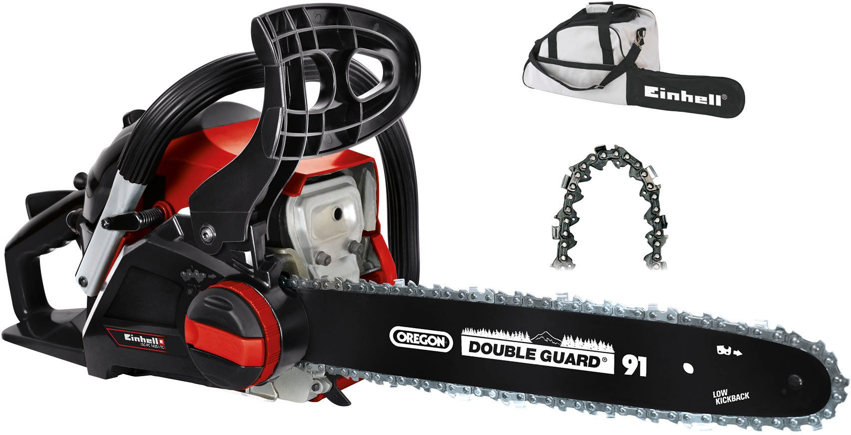 Einhell Benzin-Kettensäge GC-PC 1435 I TC Kit, 35 cm Schwertlänge, inkl. Benzin-/Öl-Mischflasche und Schwertschutz-Tasche