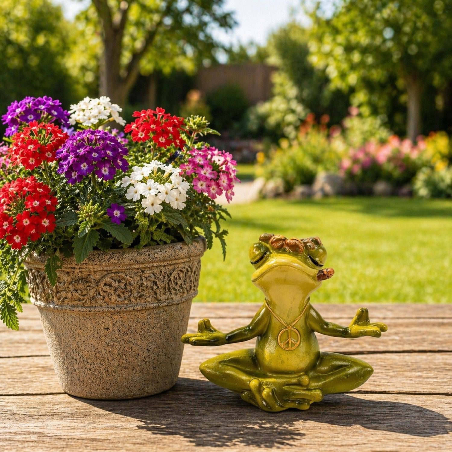 Online-Fuchs Gartenfigur für außen - YOGA Frosch - Dekoration Figuren - wetterfest, (aus Kunstharz gefertigt, glänzender Glossy-Look), ideal für Garten, Terrasse, Balkon, Büro oder Wohnzimmer
