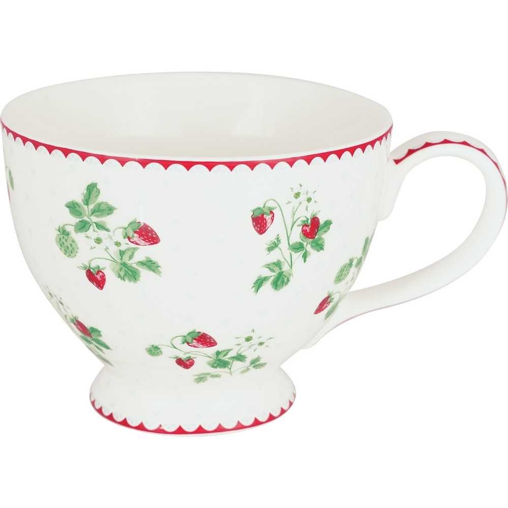 Greengate Becher Greengate Teetasse BERRY Weiß mit Erdbeeren