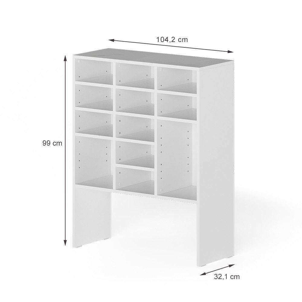 Vicco Schuhregal Hermia, Weiß, 78.6 x 99 cm mit 12 offenen Fächern, 1-tlg.