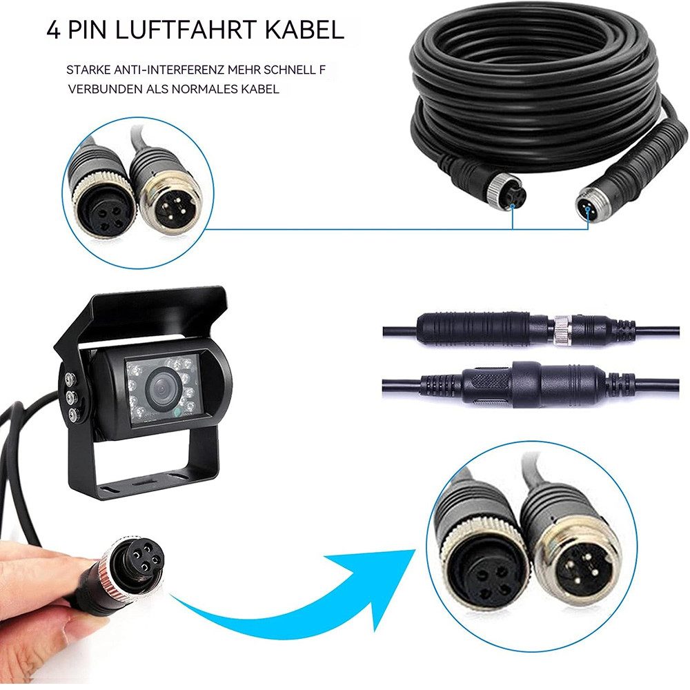 Hikity 9 Zoll 4 Kamera Kit für LKW Anhänger Bus Mit Monitor Rückfahrkamera (Nachtsicht Klares Bild Mehrsprachig)