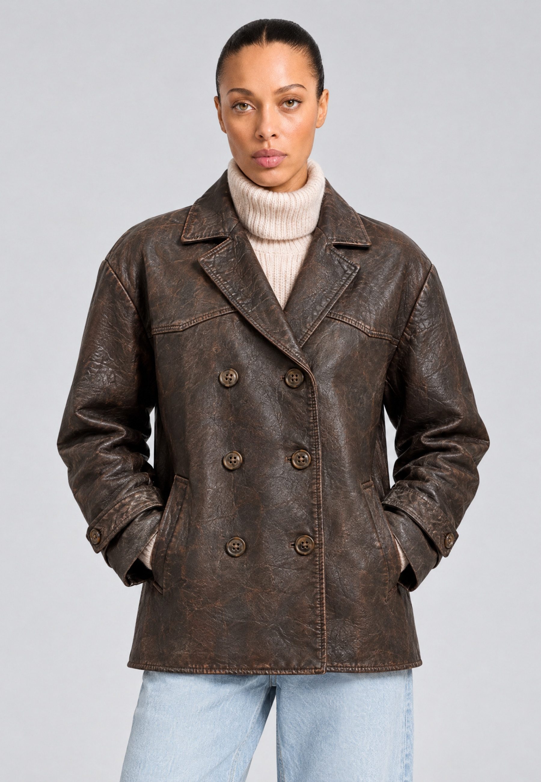 RICANO Lederjacke Oceane Lederjacke im Vintage-Look mit Reverskragen