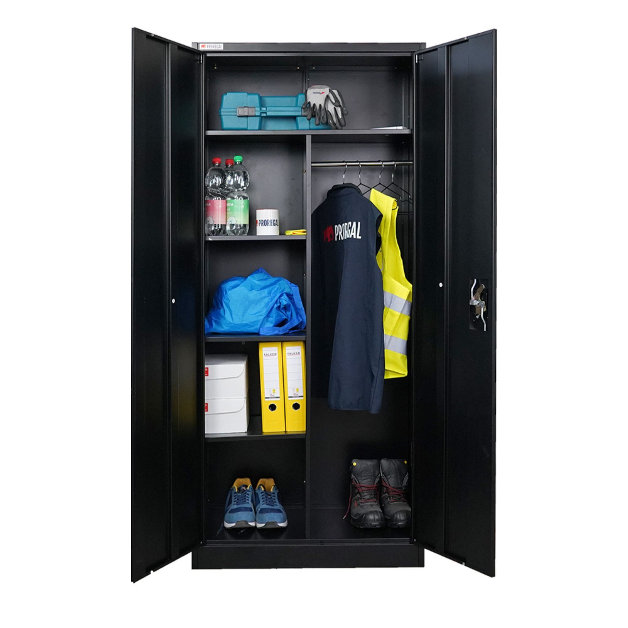 PROREGAL® Mehrzweckschrank Abschließbarer Flügeltürenschrank ELEPHANT mit 2 günstig online kaufen