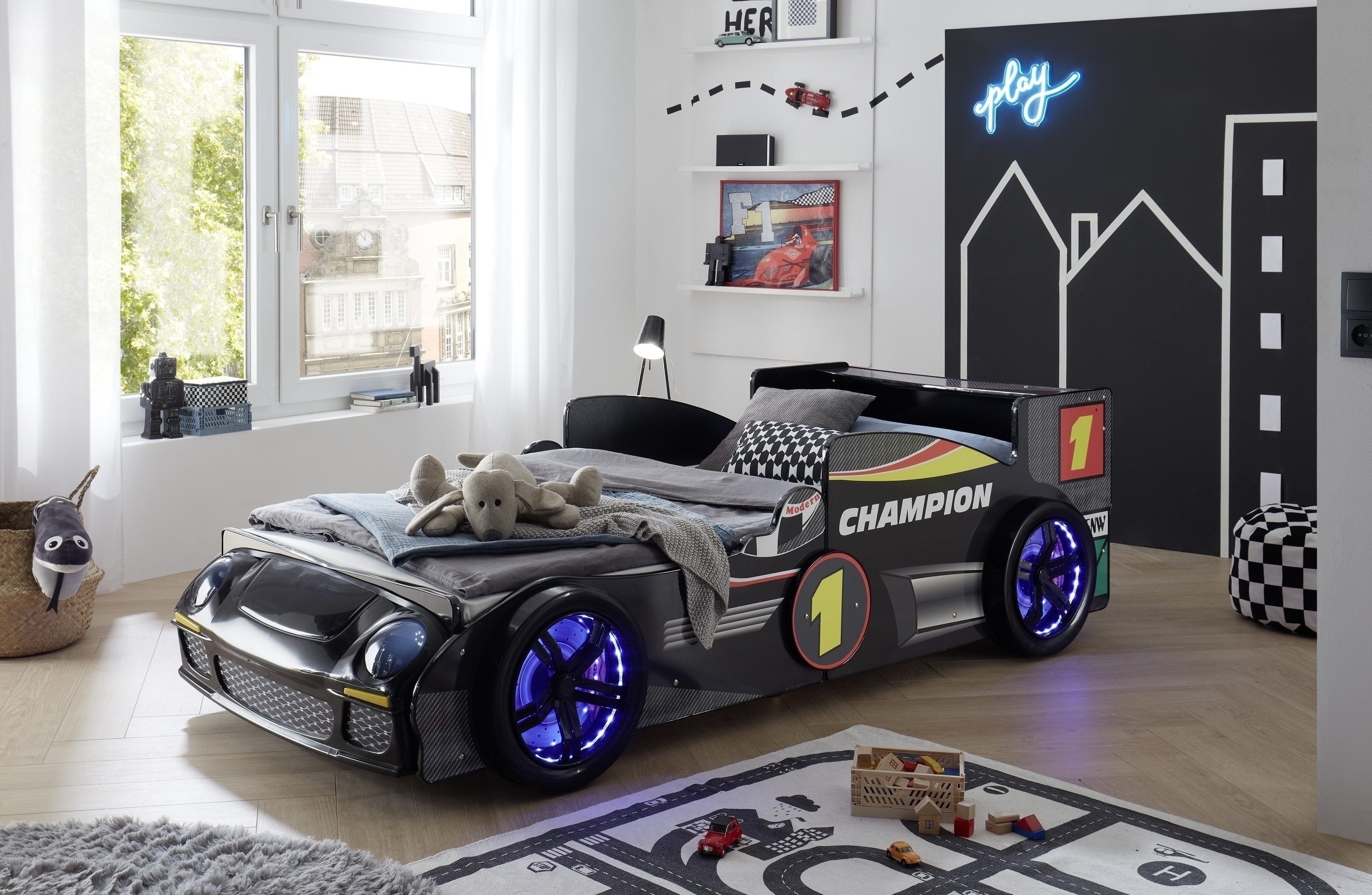 PREISBRECHER Autobett Rinum, Liegefläche 90x200cm, Schwarz günstig online kaufen