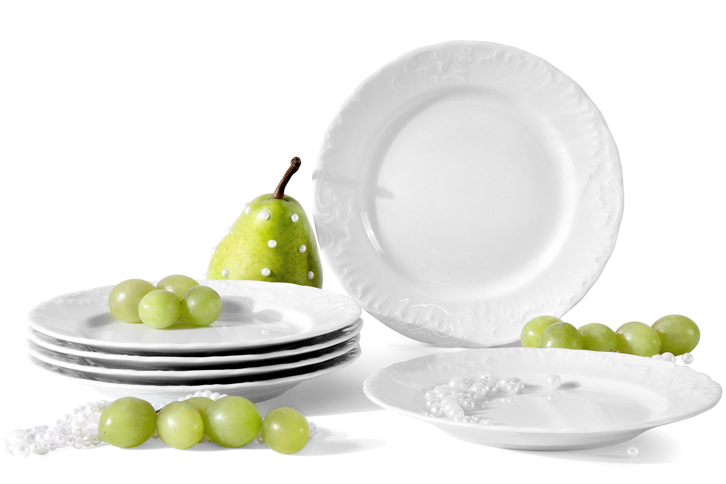 KONSIMO® Teller-Set CMIELOW ROCOCO Tafelservice, Hochwertiges Premium-Porzellan (6-tlg), 6 Personen, Porzellan, elegante Dekorationen, zeitloses Design, 6x Dessertteller