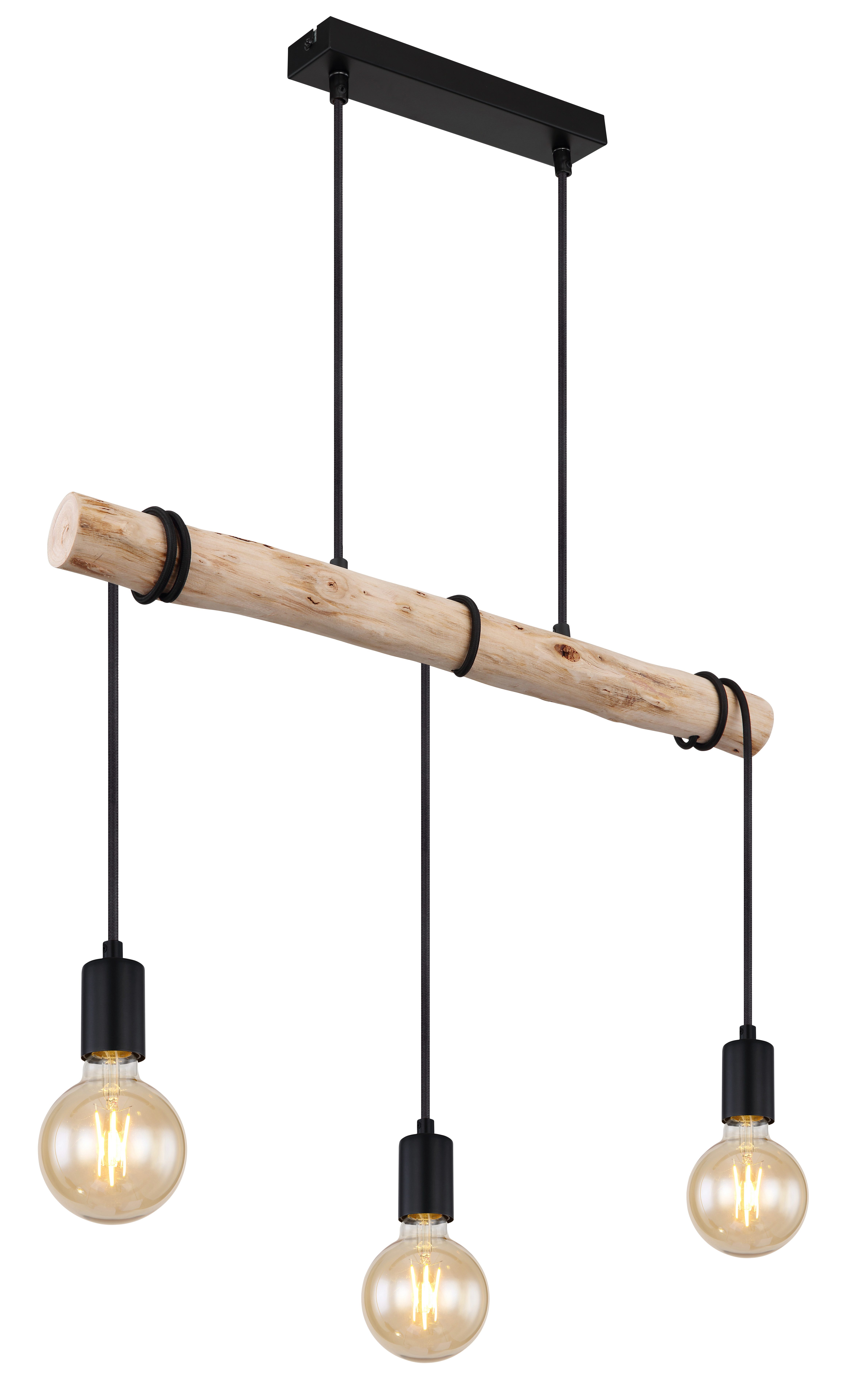 GLOBO LIGHTING Hängeleuchte GREGOR, ohne Leuchtmittel, Hängelampe/Holz/Kabel zum Herumwickeln/Esszimmer