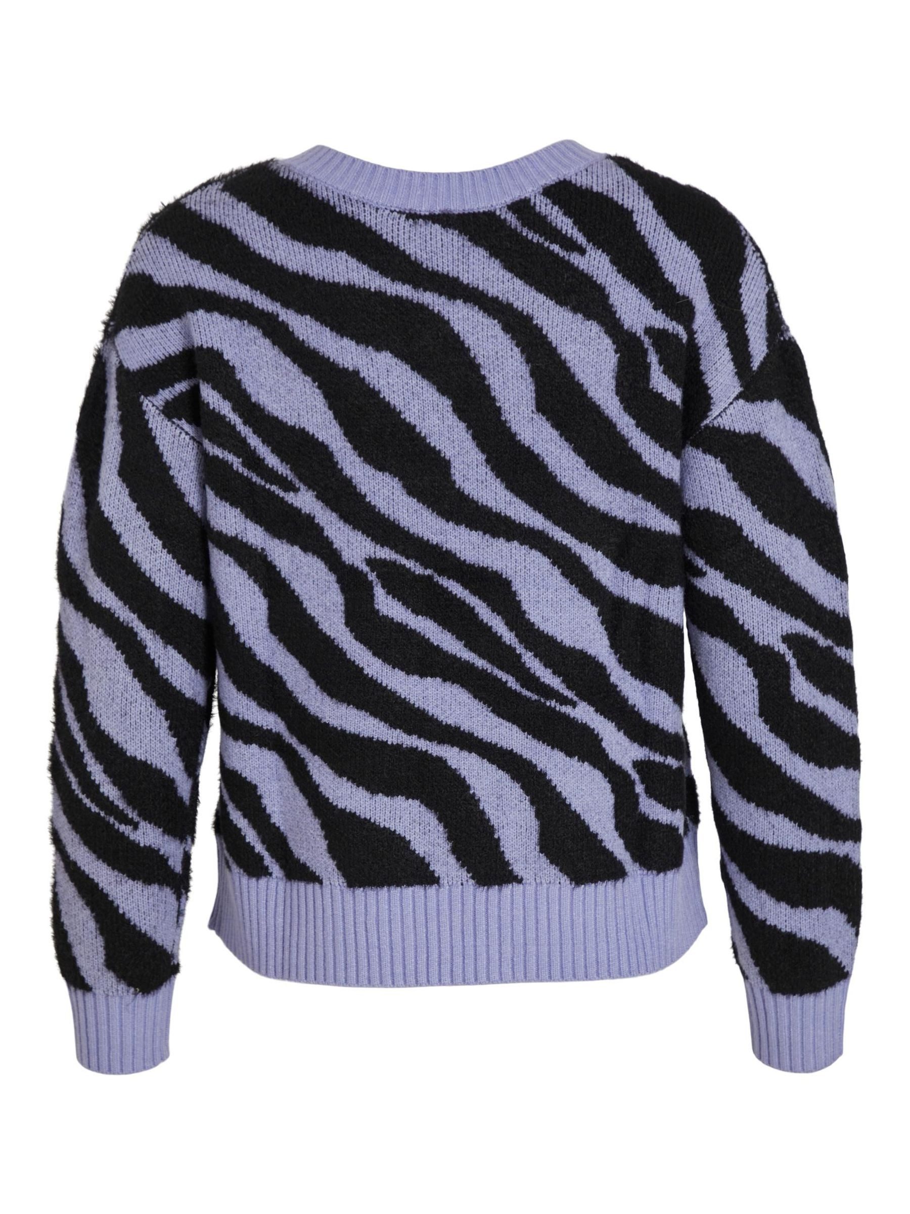 Vila Strickpullover Kuscheliger Strickpullover Jacquard Zebra Animal Muster VIRIL FEAMI VIRIL FEAMI MIX V-NECK L/S KNIT TOP-NOOS