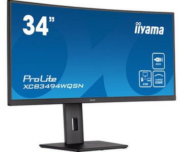 Iiyama TFT XCB3494WQSN 86.4cm black 34/3440x1440/DP/HDMI/KVM/curved/höv TFT-Monitor (3440 x 1440 px, UltraWide Quad HD, 0,4 ms Reaktionszeit, 120 Hz, VA, Curved, Adaptive-Sync, Lautsprecher, HDCP, Höhenverstellbar)