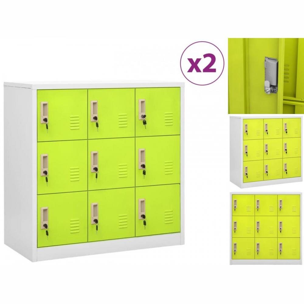 vidaXL Aktenschrank Schließfachschränke 2 Stk Hellgrau und Grün 90x45x92,5cm Stahl