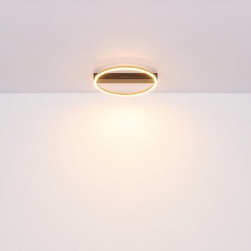 Globo LED Deckenleuchte Luffy, LED fest integriert, Warmweiß, 3 Größen, Schwarz/Gold, Wohnzimmer