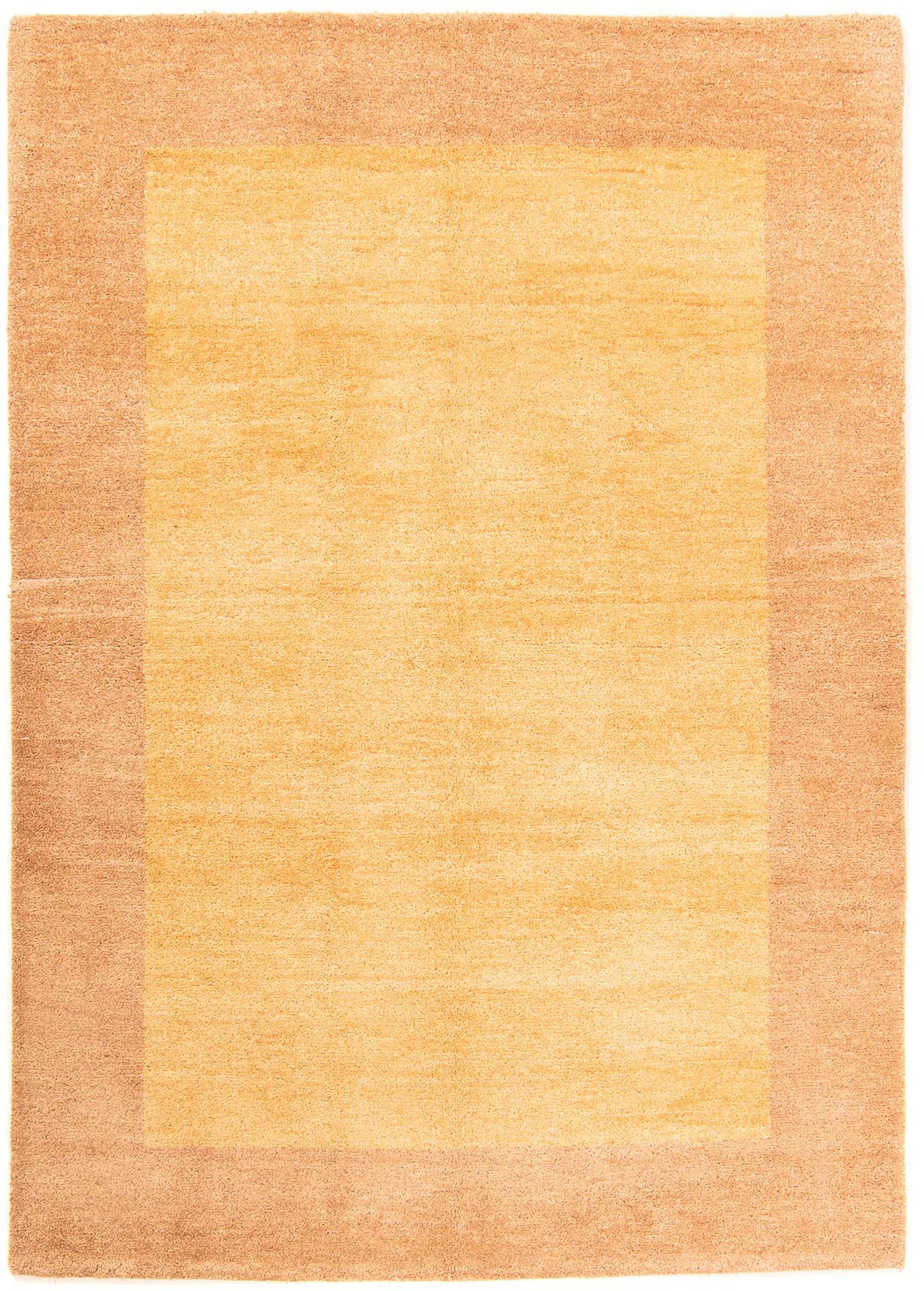 Wollteppich Gabbeh - Höhe: gold, cm - rechteckig, morgenland, mit - x Einzelstück Zertifikat Wohnzimmer, Indus 203 142 18 mm, Handgeknüpft