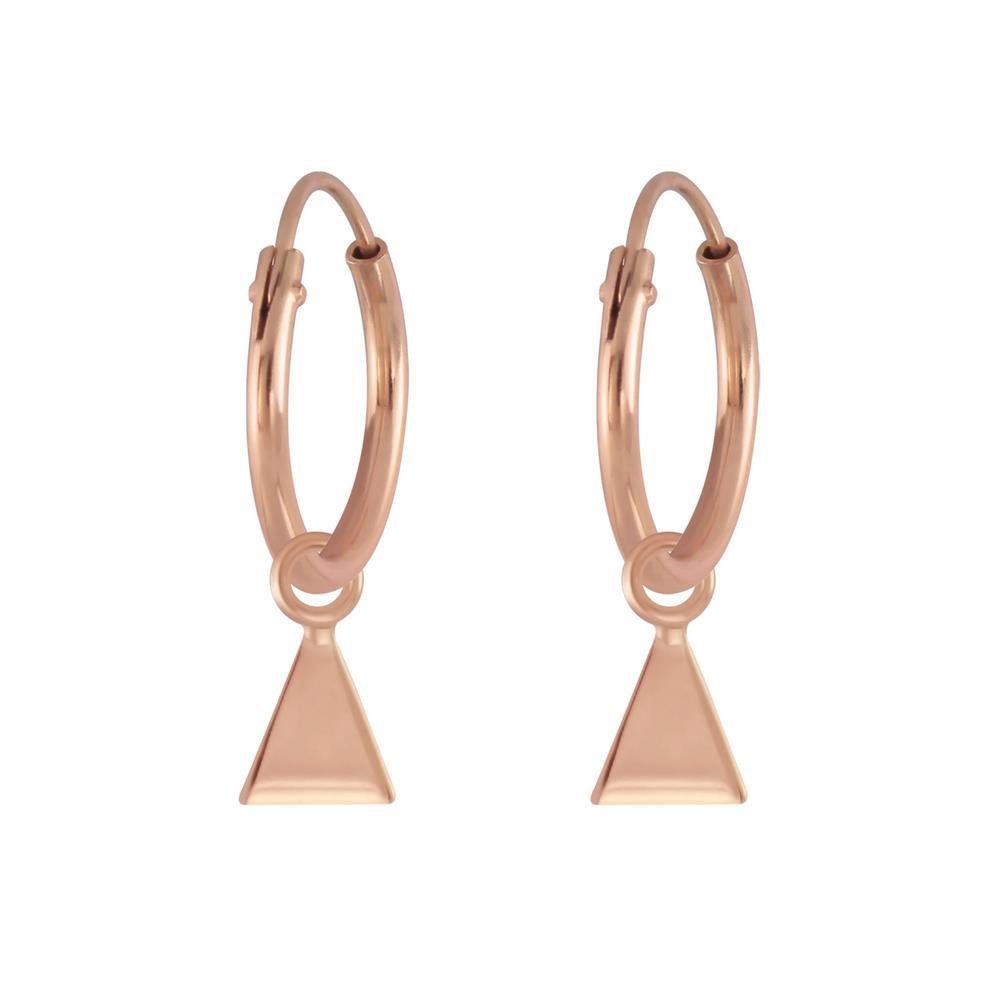 Creolen-Set Creolen mit Dreiecks-Charm aus 925 Silber Damen rosegold