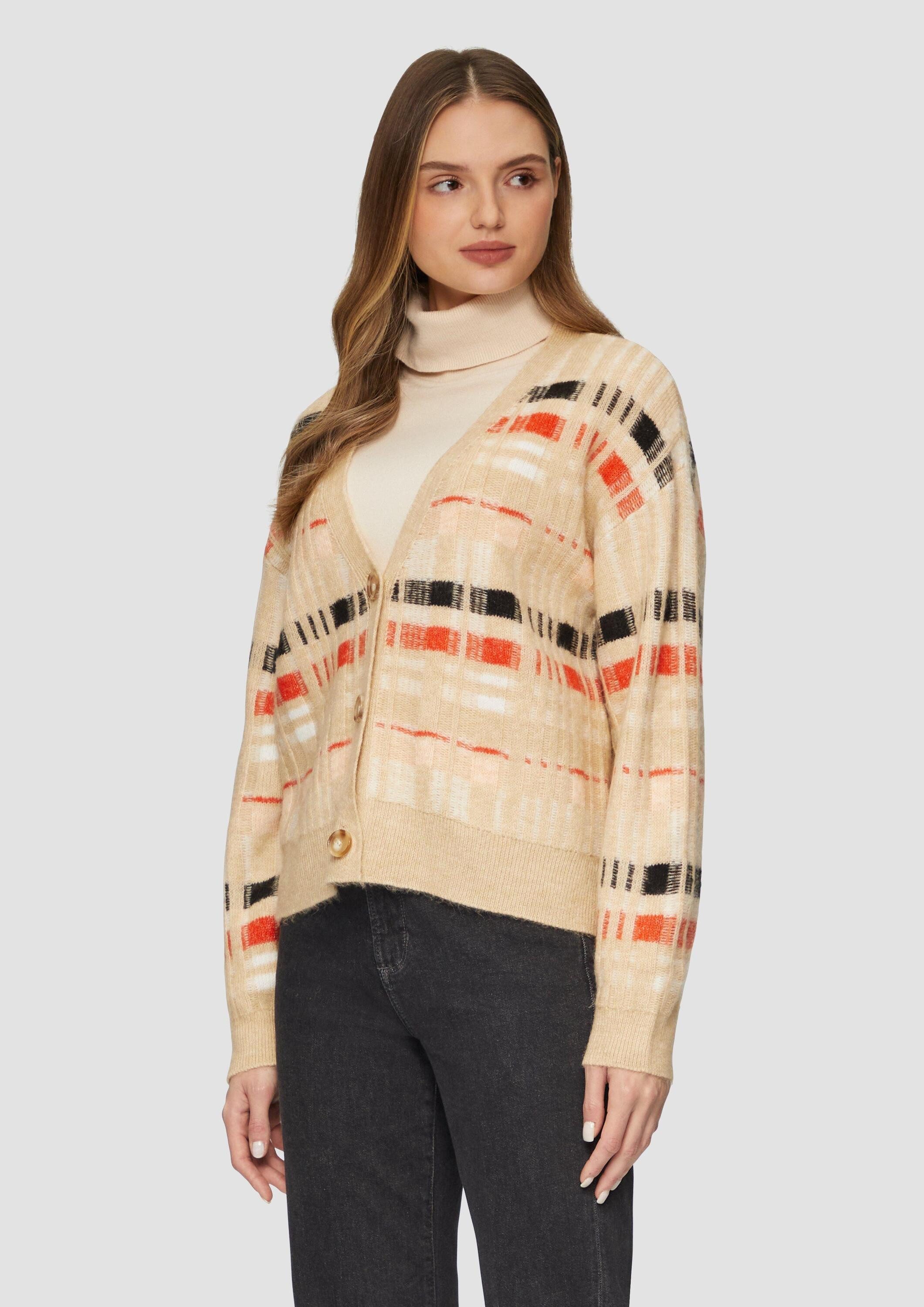 s.Oliver Cardigan Strickjacke Strickjacke mit Rippbündchen und Knopfleiste