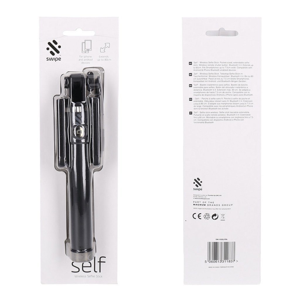 swipe Swipe Wireless Selfie Stick mit bis zu 80cm Reichweite in schwarz Handstativ