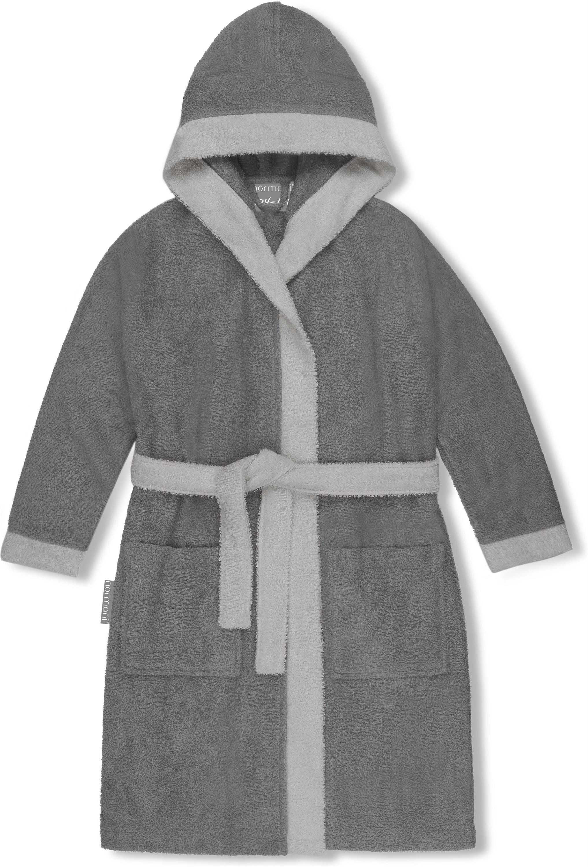normani Kinderbademantel Frottee Kinderbademantel aus Bio-Baumwolle, Bio-Baumwolle, Kapuze, Bindegürtel, Kapuzenbademantel für Kids – Bild 3 von 5