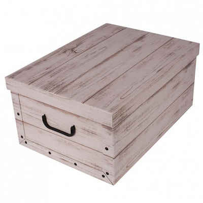 Kreher Aufbewahrungsbox Aufbewahrungsbox, Dekokarton - Motiv: Holz Weiß