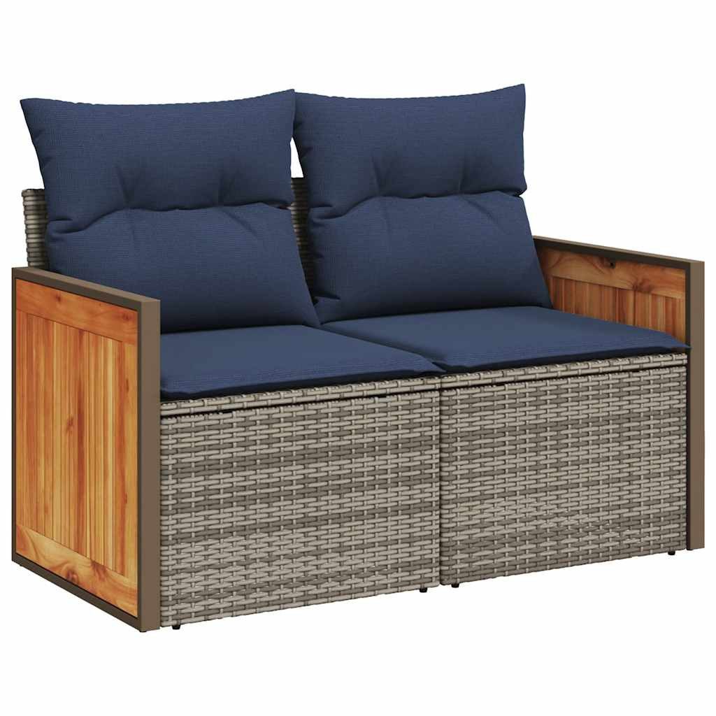 vidaXL Gartenlounge-Set 5-tlg. Garten-Sofagarnitur mit Kissen Grau Poly Rattan, (1-tlg)