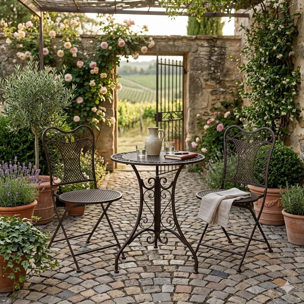 Gartenursel Sitzgruppe Elegantes Bistro-Set Eliza im romantischen Vintage-Design