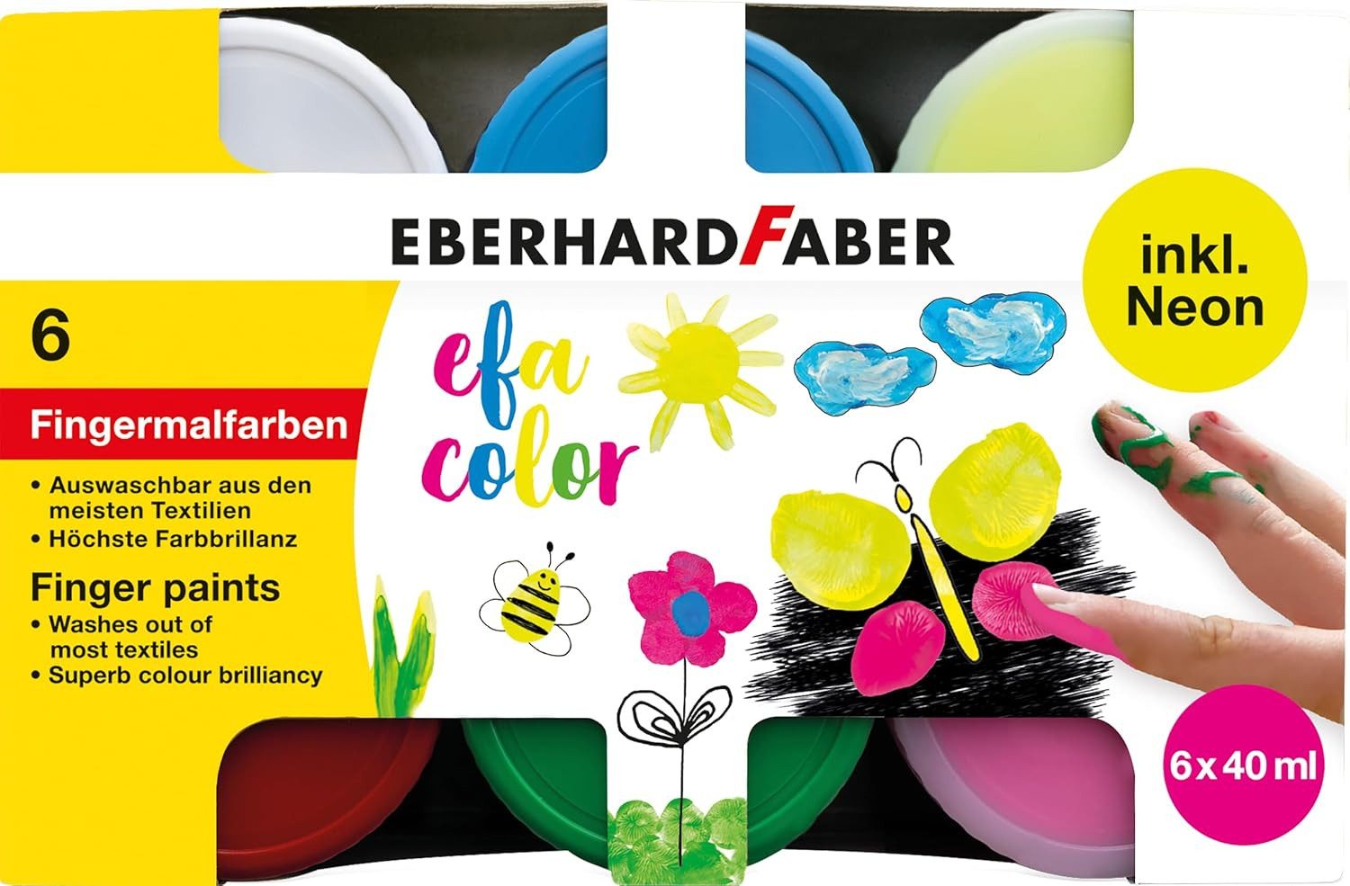 Eberhard Faber Fingerfarbe Eberhard Faber Fingerfarbe EFA Color 6er-Set Neon