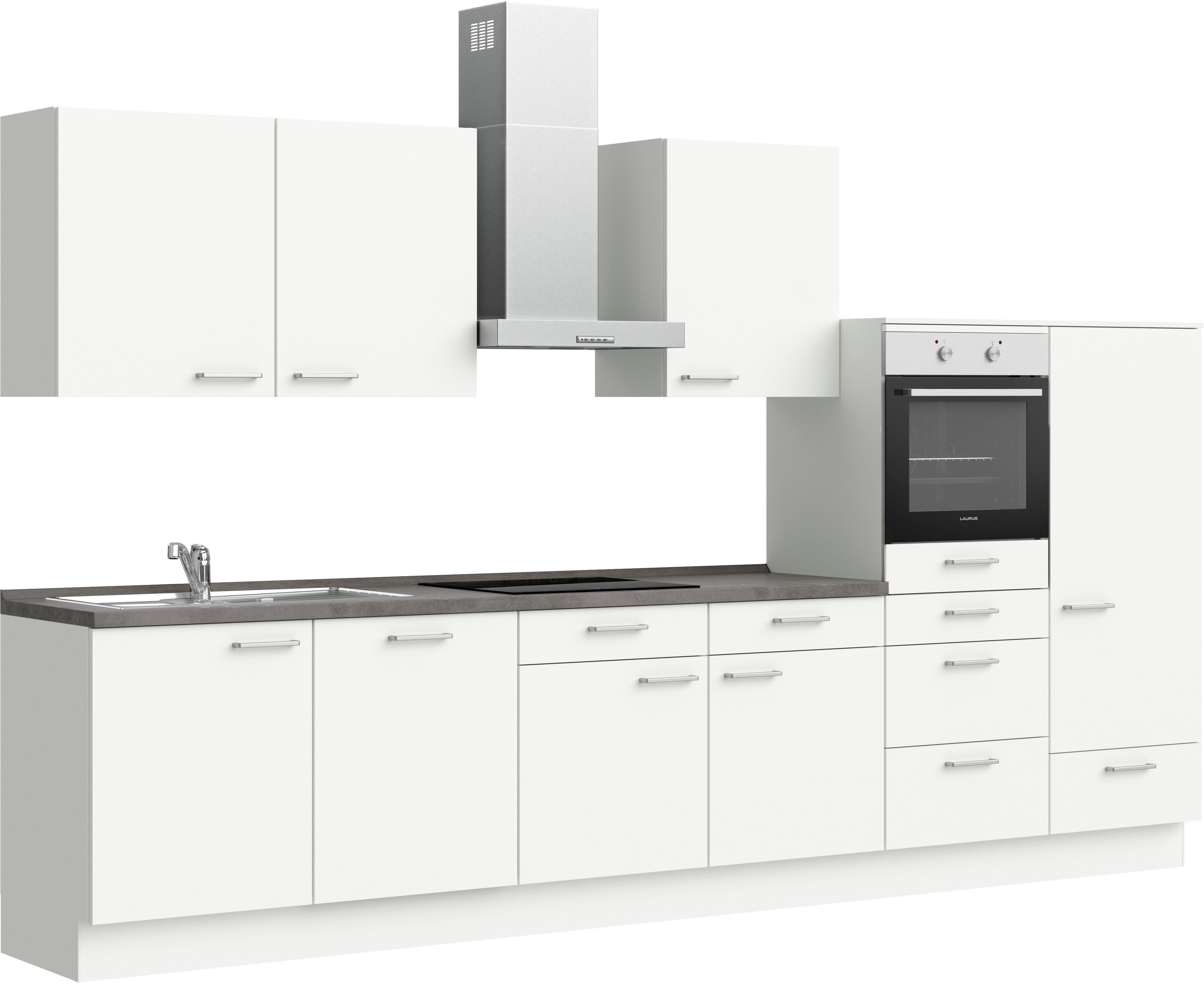 nobilia® elements Küchenzeile "elements basic", vormontiert, Ausrichtung wählbar, Breite 360 cm, mit E-Geräten