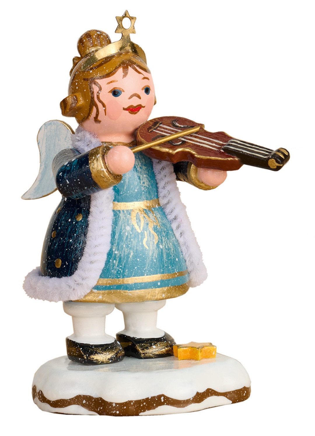 Hubrig Volkskunst Zschorlau Erzgebirge Sammelfigur Hubrig Winterkinder Himmelskind mit Geige