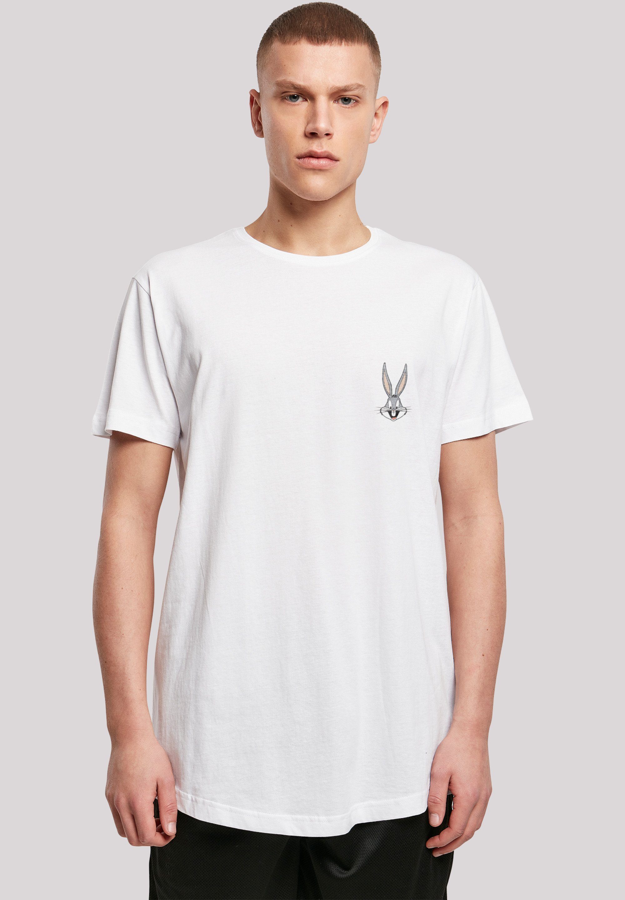F4NT4STIC with Tee Bugs Kurzarmshirt Breast Long Tunes (1-tlg) Bunny Print white Herren Shaped Looney