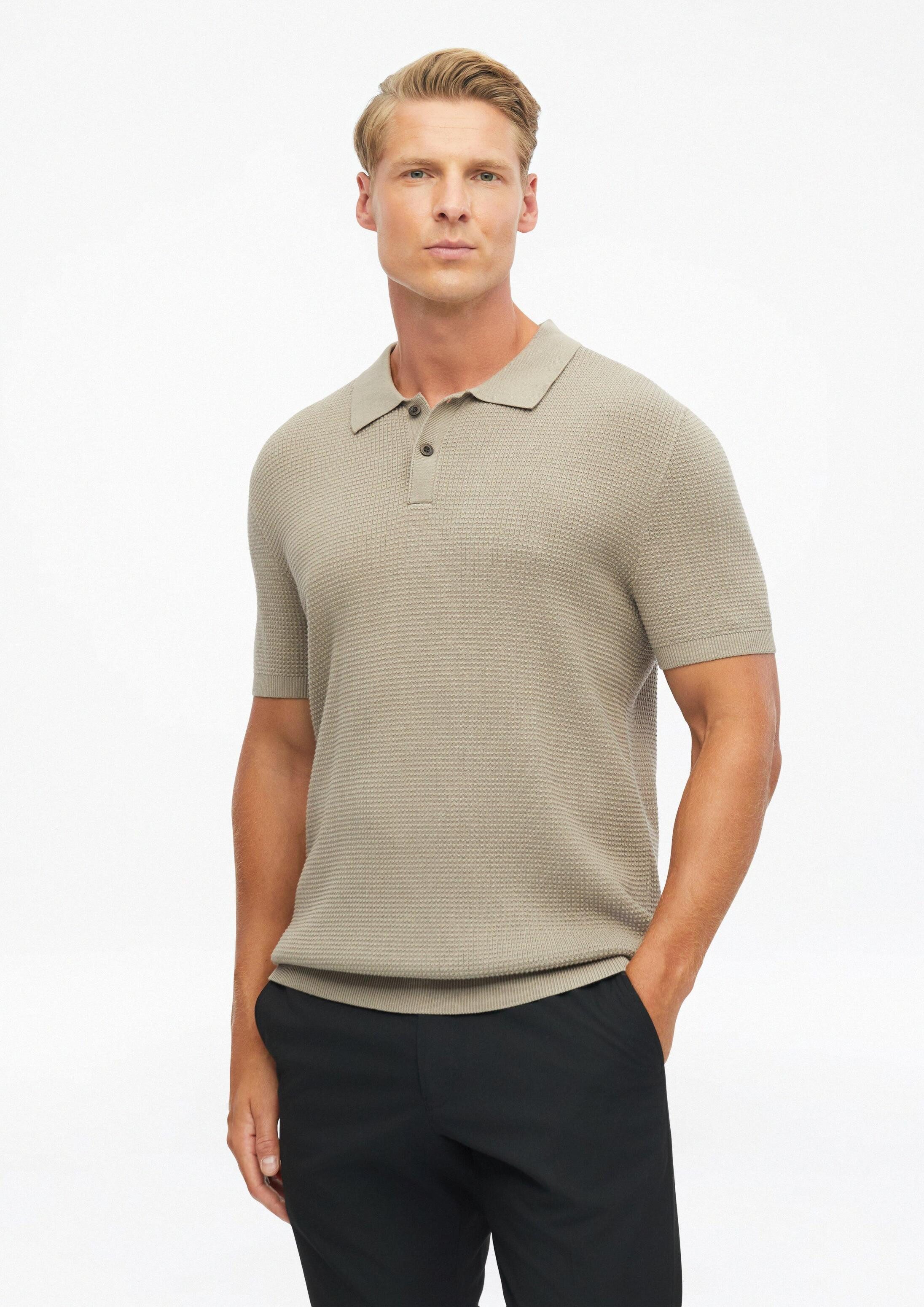 s.Oliver Kurzarmpullover Strickpullover Fein strukturiertes Strick-Polo