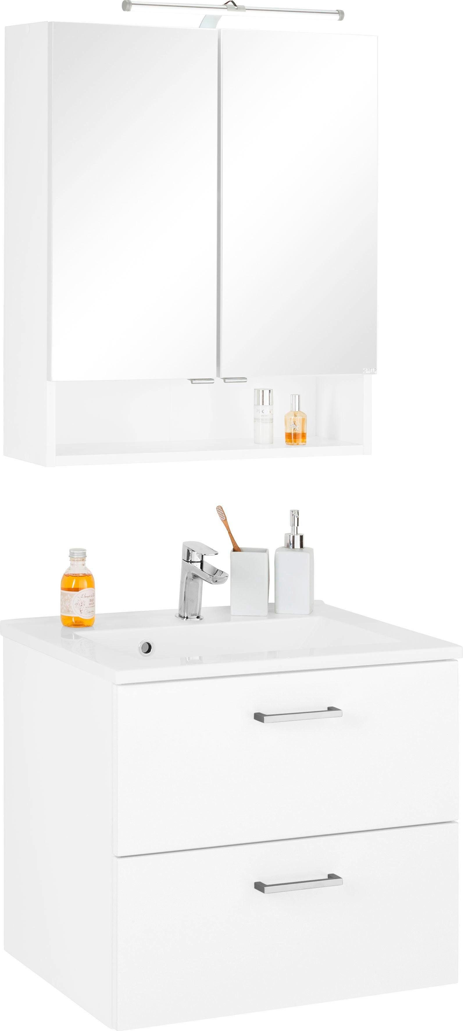 welltime Badmöbel-Set Ribera, (2-St), Spiegelschrank Breite 60 cm, Waschtis günstig online kaufen