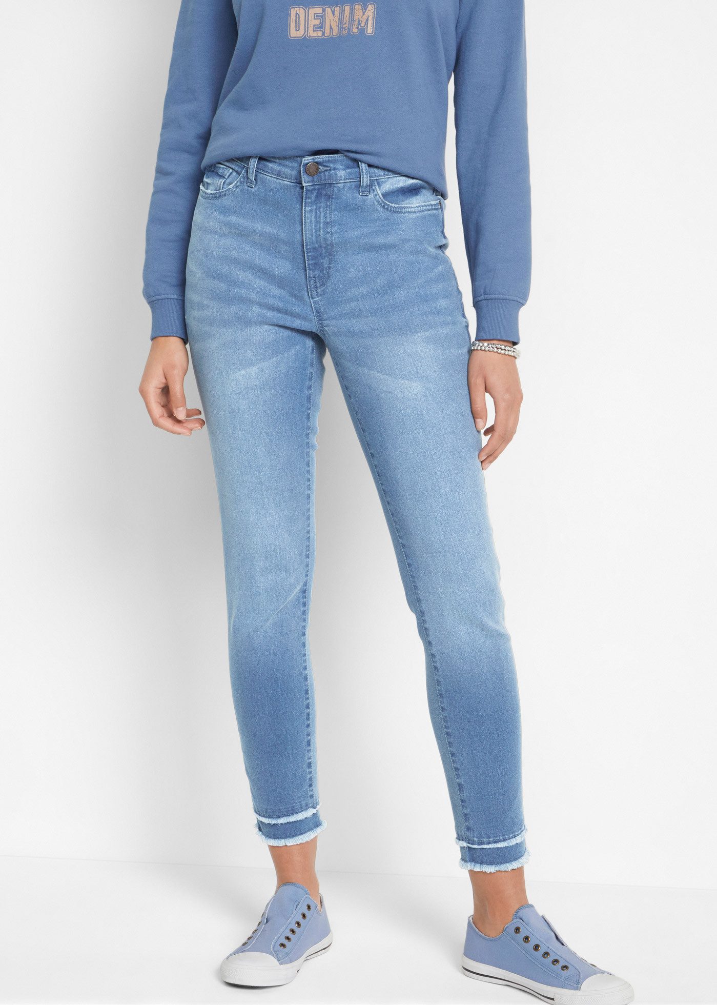 bonprix 7/8-Jeans im Five-Pocket Style und mit ausgefranster Kante am Beinabschluss