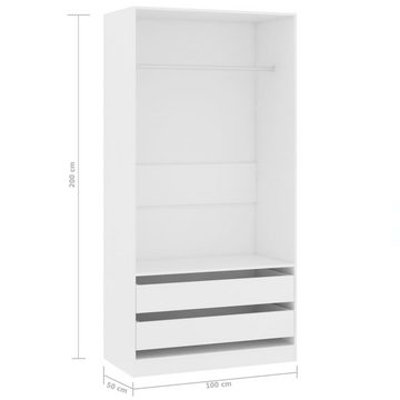 möbelando Garderobenschrank 299611 (LxBxH: 50x100x200 cm) in Weiß mit 2 Schubladen