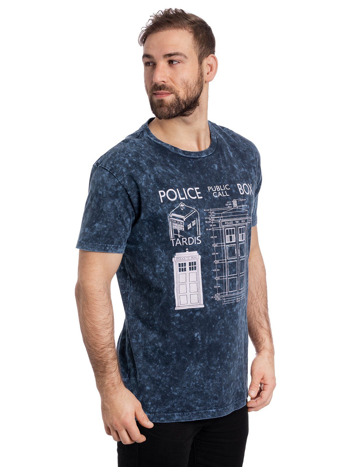 Nastrovje Potsdam Box Who Doctor T-Shirt Police Blueprint Batik