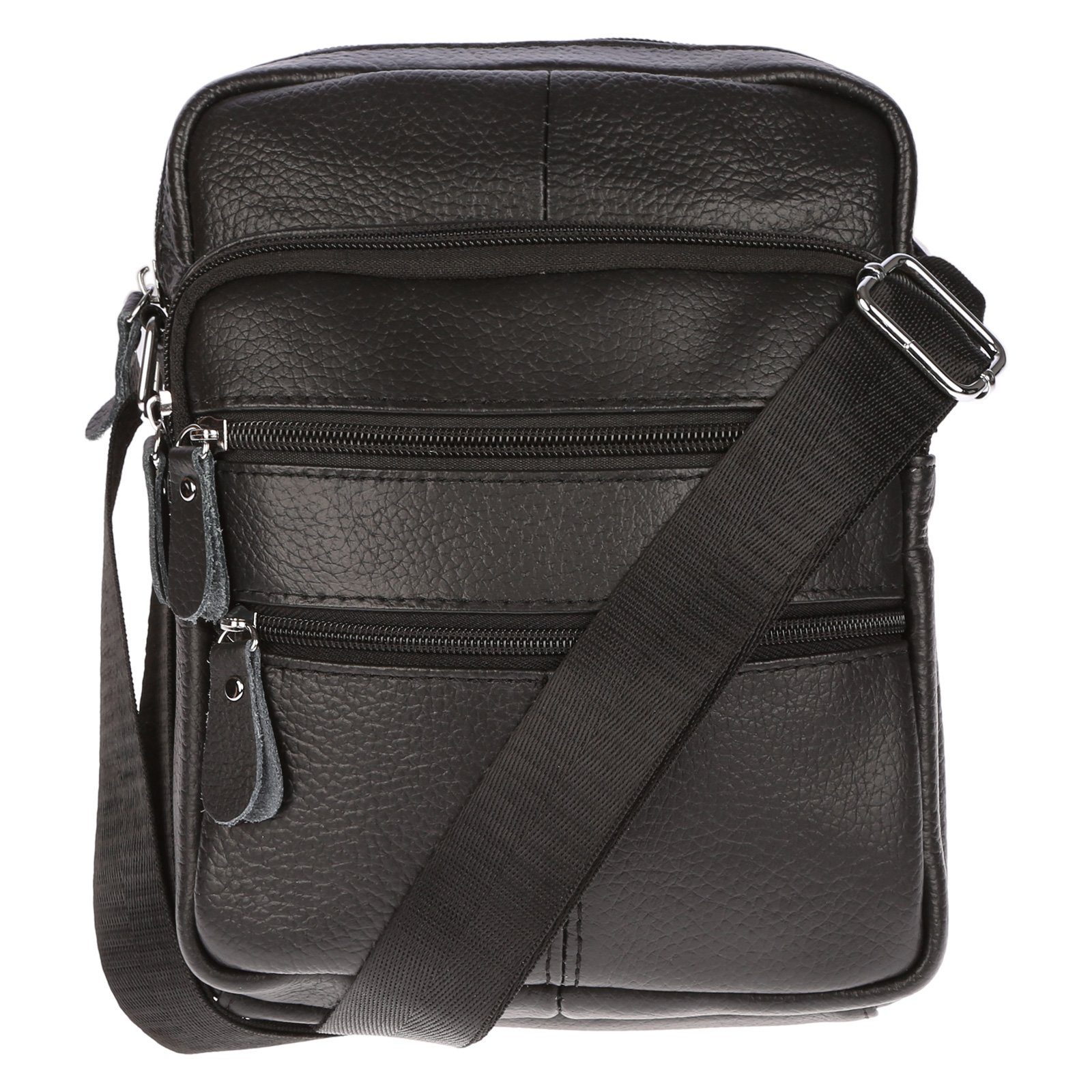 Christian Wippermann Umhängetasche Herren Damen echt Leder Umhängetasche Tasche (1 tlg), Schultertasche Arbeitstasche Schwarz