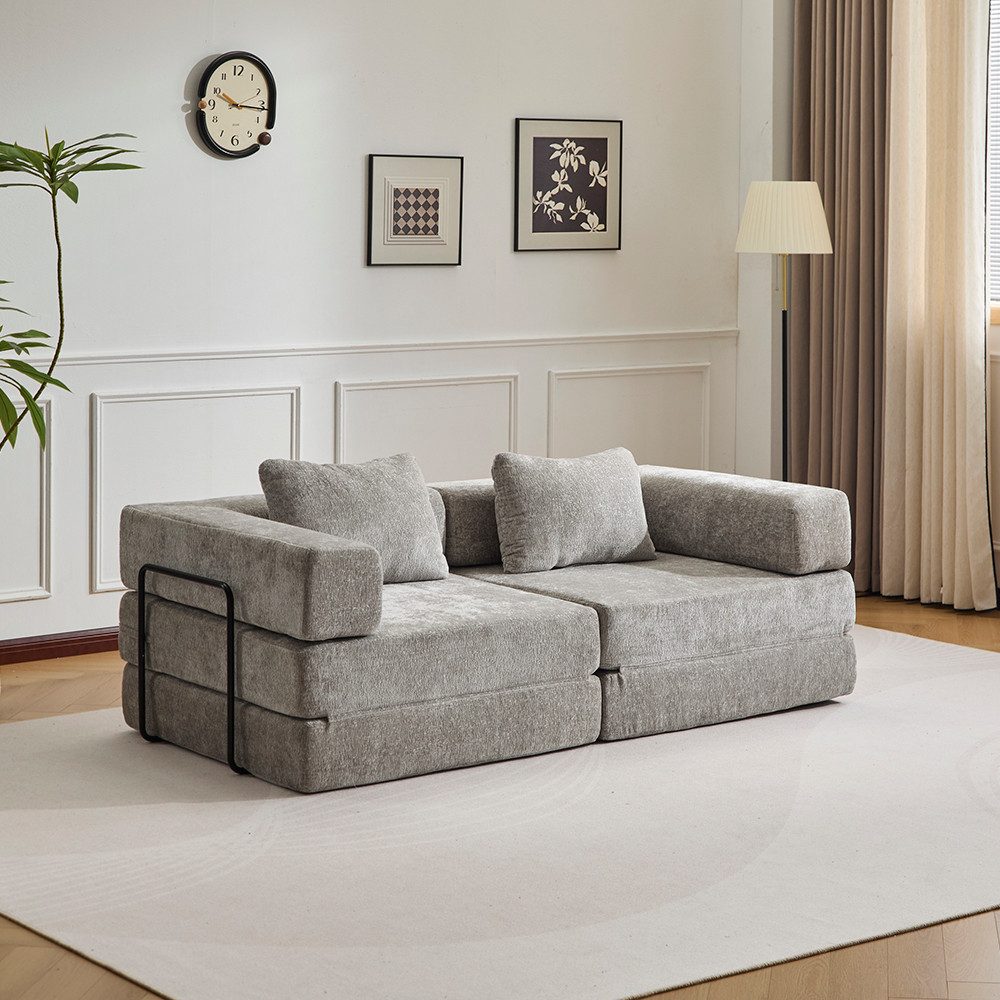 Leawin Sofa Modulares faltbares Schlafsofa, Chenille Sofa, platzsparend & m günstig online kaufen