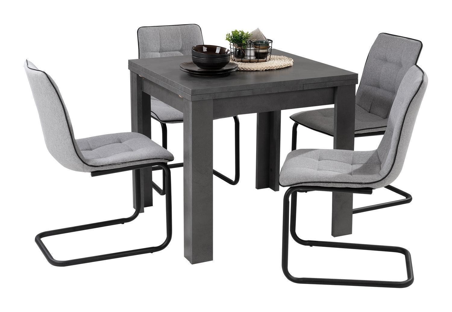 Mäusbacher Esstisch MONZI, ausziehbar, 80 - 136 x 80 cm, Graphitfarben günstig online kaufen