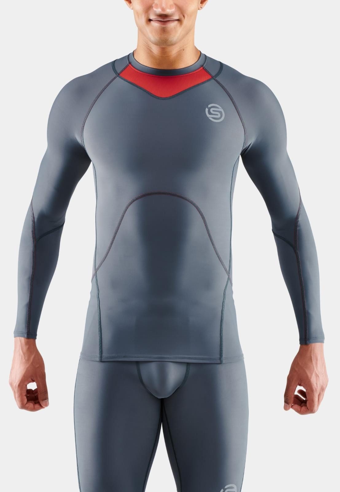 Skins Langarmshirt Funktionsunterwäsche 3-Series (enganliegend) charcoalgrau Herren