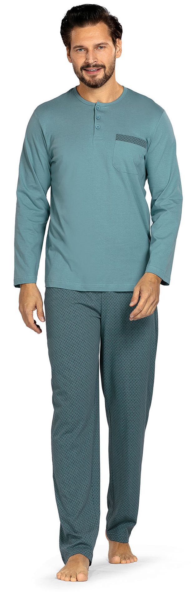 Comte Schlafanzug Herren Pyjama lang (2 tlg) Baumwolle