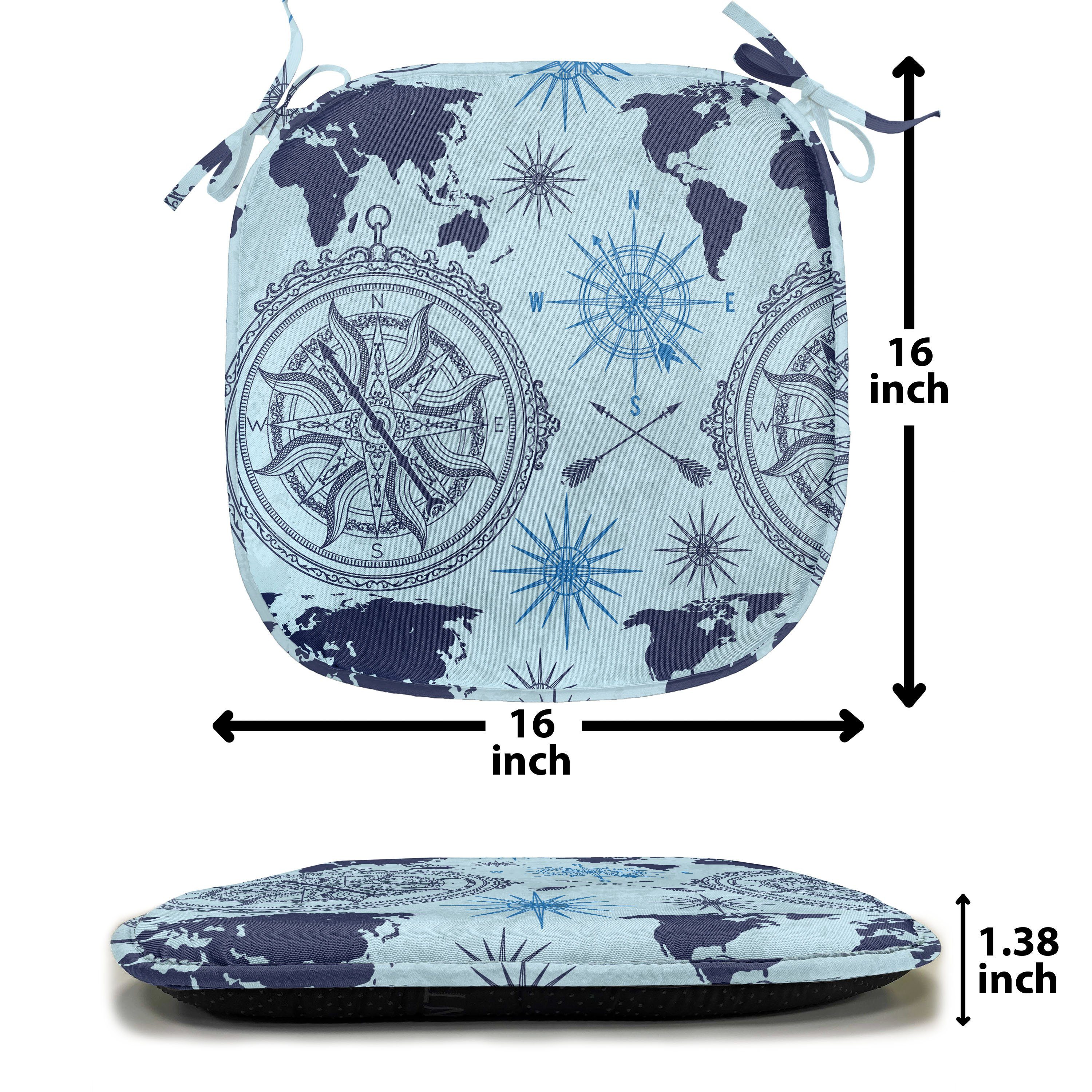 Kompass Weltkarte Küchensitze, mit Pfeil-Muster wasserfestes Stuhlkissen Riemen Abakuhaus Kissen Dekoratives für