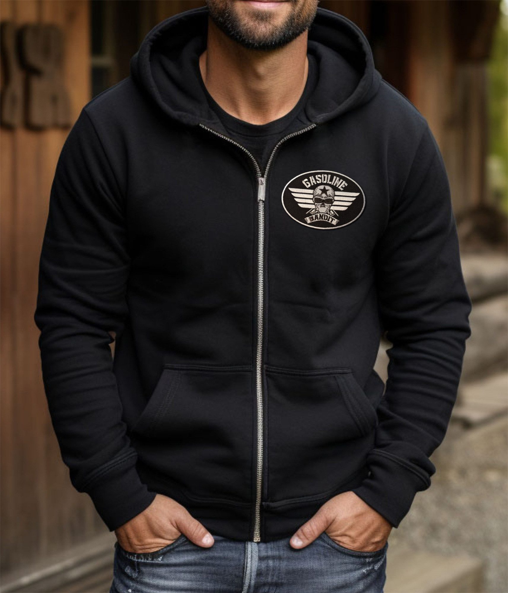 GASOLINE BANDIT® Kapuzensweatjacke für Hot Rod und Oldtimer Fans: Traditional Rod & Custom