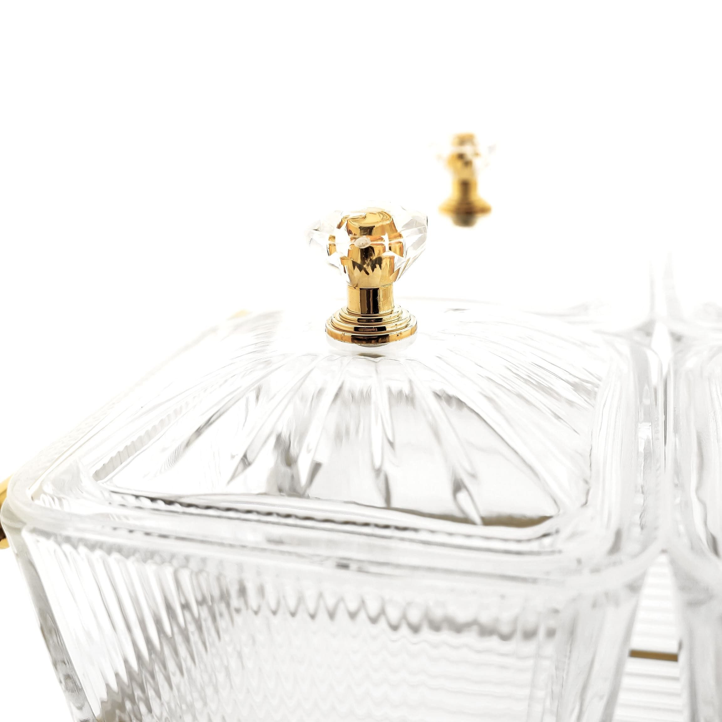 Almina Snackschale 13-tlg. Set aus Glas mit goldenem Serviertablett & Knaufdeckel, (13-tlg)