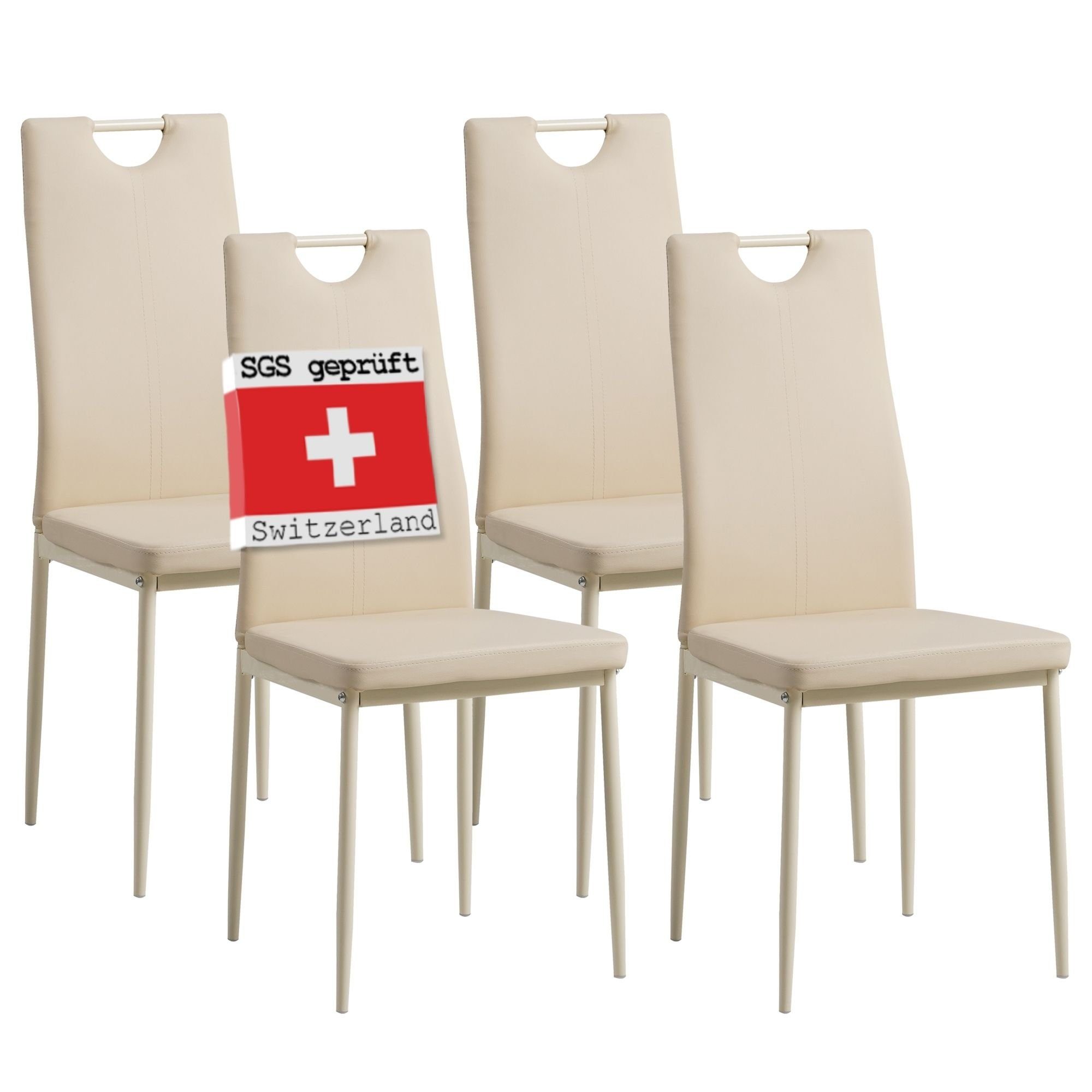 Set, Albatros edles Küchenstuhl hohe International Esszimmerstuhl | Italienisches Design, Albatros Beige), SALERNO, Modern Belastbarkeit, Beige (4er Beige Kunstleder Esszimmerestuhl Bezug Polsterstuhl,