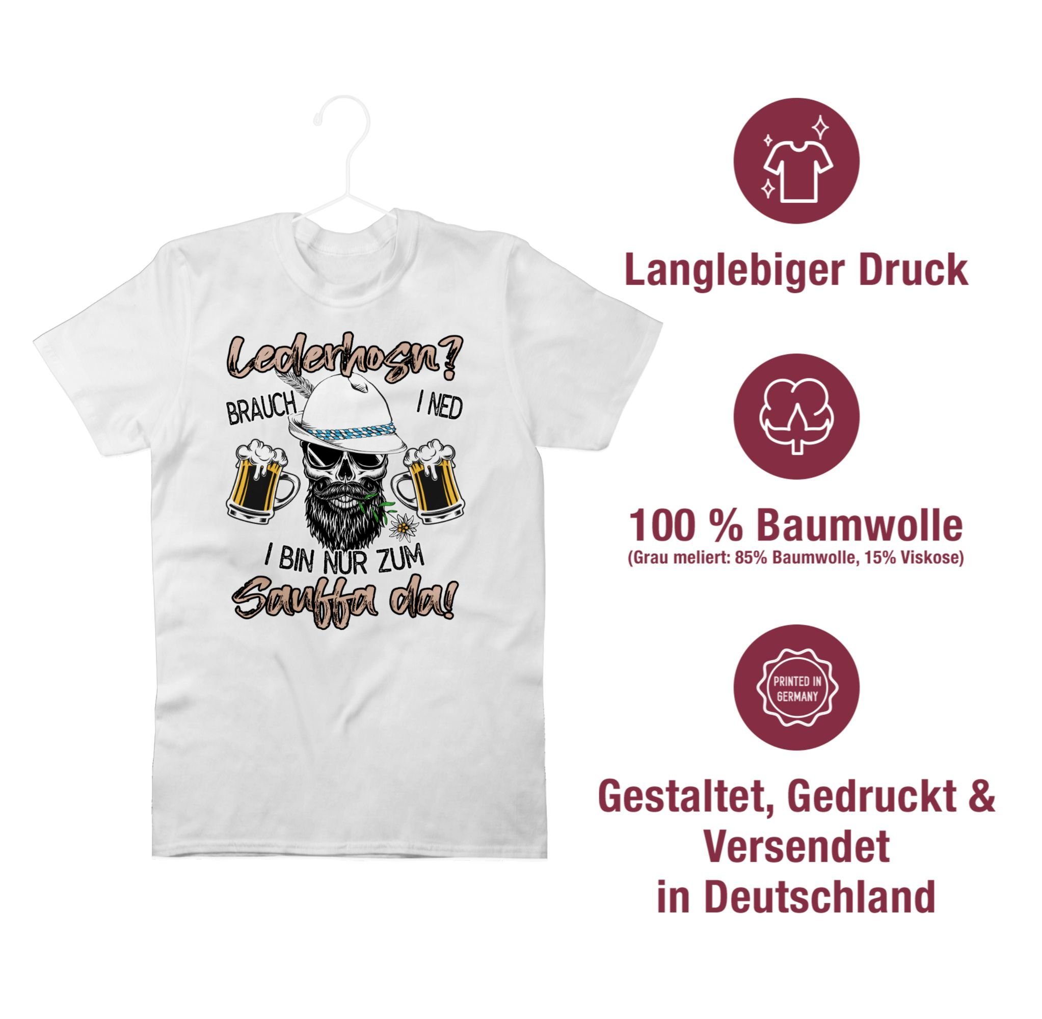 Mode Oktoberfest Spruch Herren für Lausbua Trinken T-Shirt Weiß Bayrisch 02 Lederhose Shirtracer Party