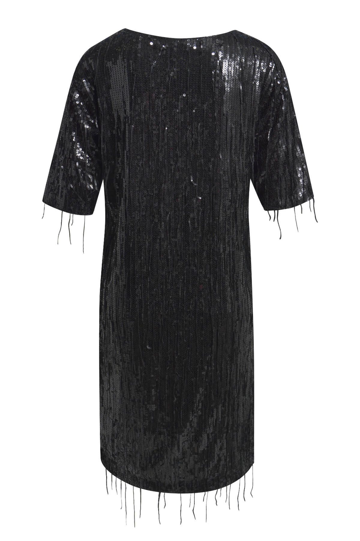 Milano Italy Midikleid SEQUINS DRESS ROUNDNECK 1/2 SLEEVE